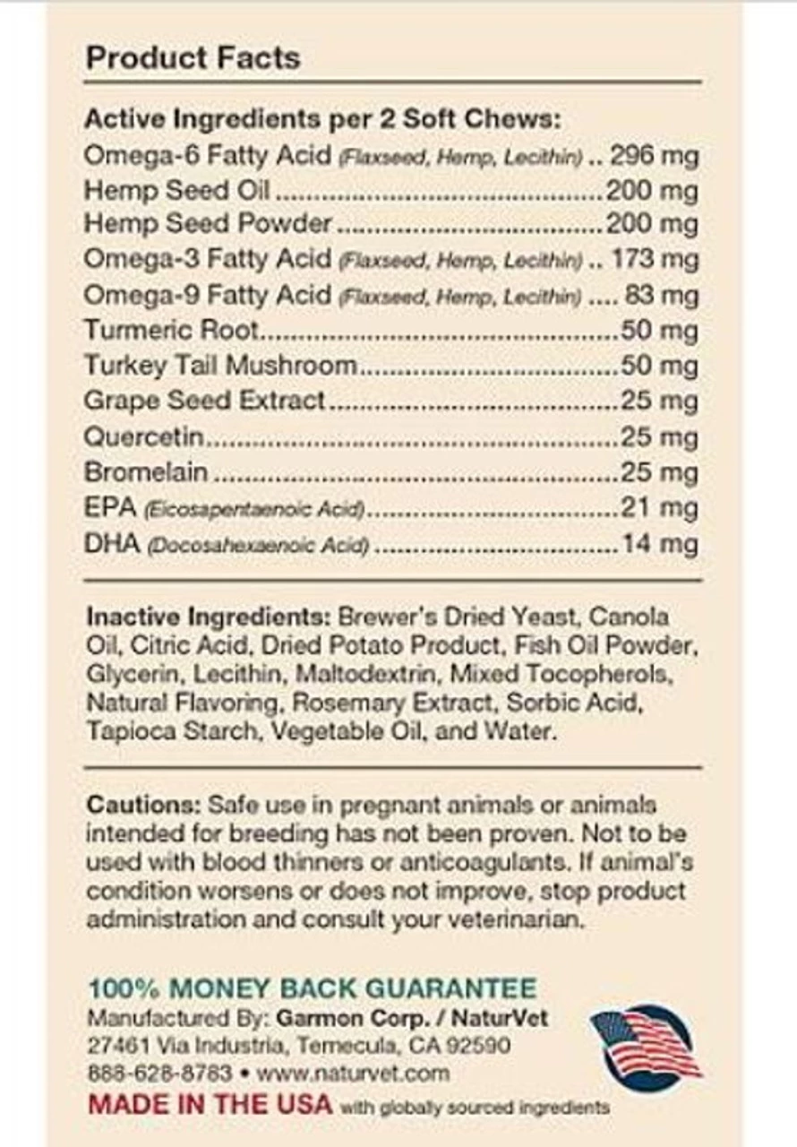 Naturvet Hemp Allergy Aid Soft Chews For Dogs - 60 Count 5 Naturvet Hemp Allergy Aid Soft Chews For Dogs - 60 Count - Image 3