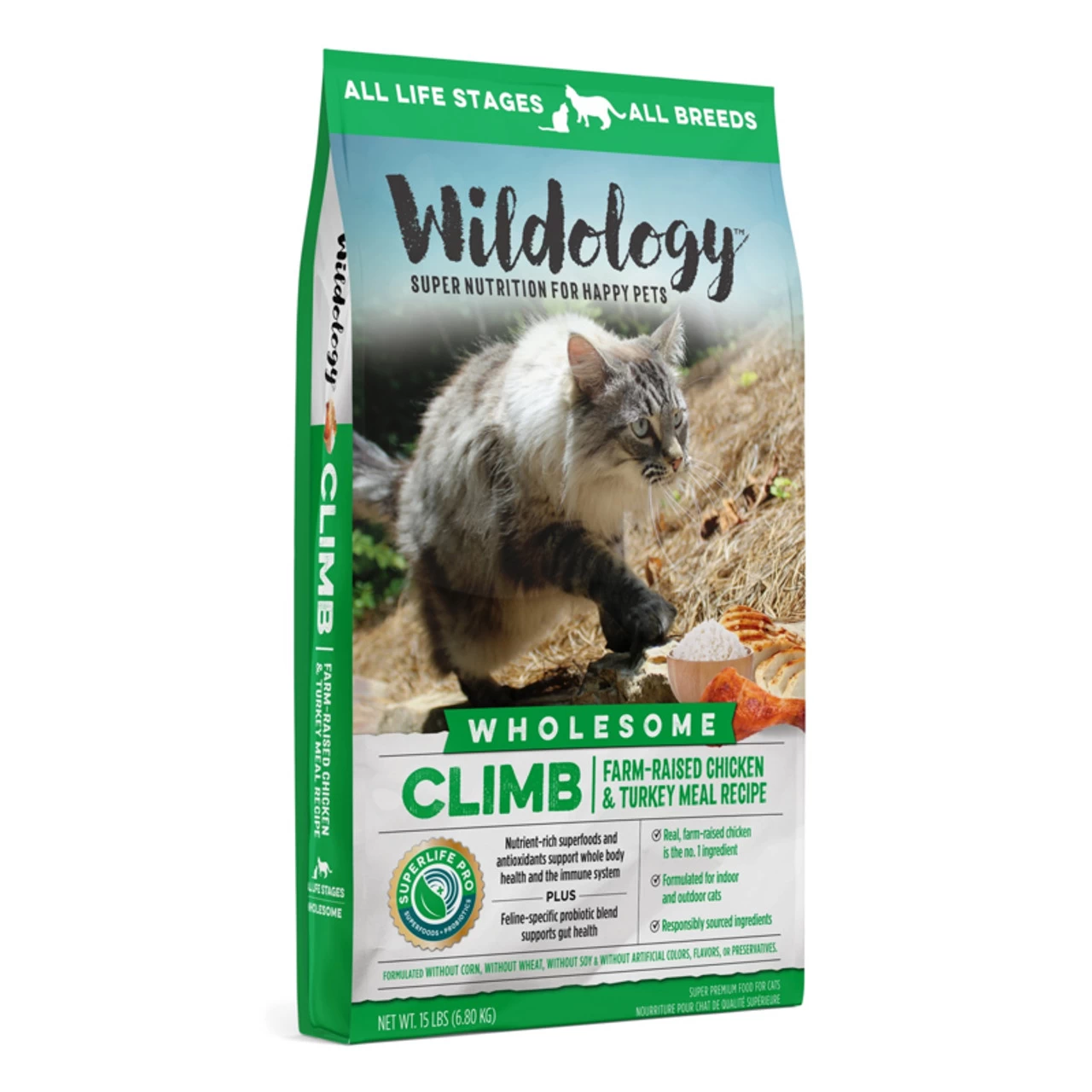 Wildology CLIMB Farm Raised Chicken & Turkey Cat Food - 15 Lb.