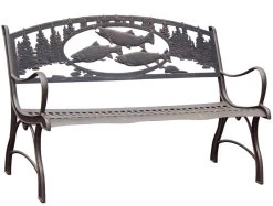 Painted Sky Trout Cast Iron Bench