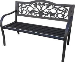 Backyard Expressions Black Scroll Garden Bench