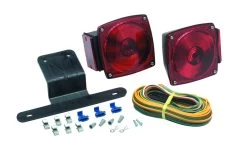 Universal Square, Red, Universal Trailer Light Kit, Stud Mount, Hard Wired Connection