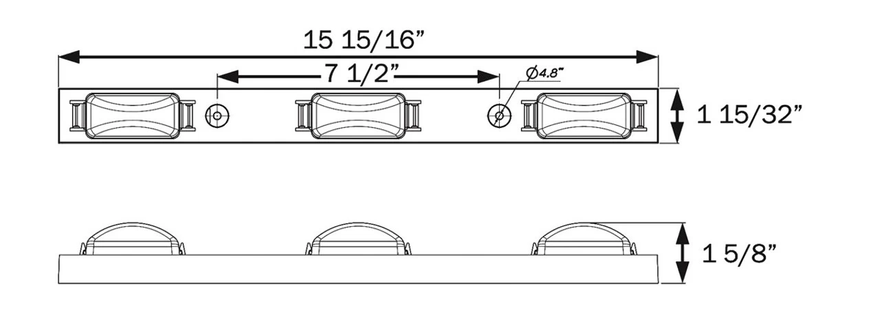 Optronics Light Bar, Red, Identification Light Bar, Surface Mount, Hard Wired Connection 4 Optronics Light Bar, Red, Identification Light Bar, Surface Mount, Hard Wired Connection - Image 2