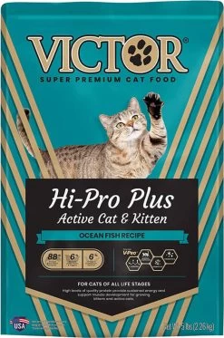 Victor Super Premium Cat Food  Hi-Pro Plus Active Cat And Kitten  Dry Cat Food For Active Cats  All Breeds And All Life Stages From Kitten To Adult, 5lb